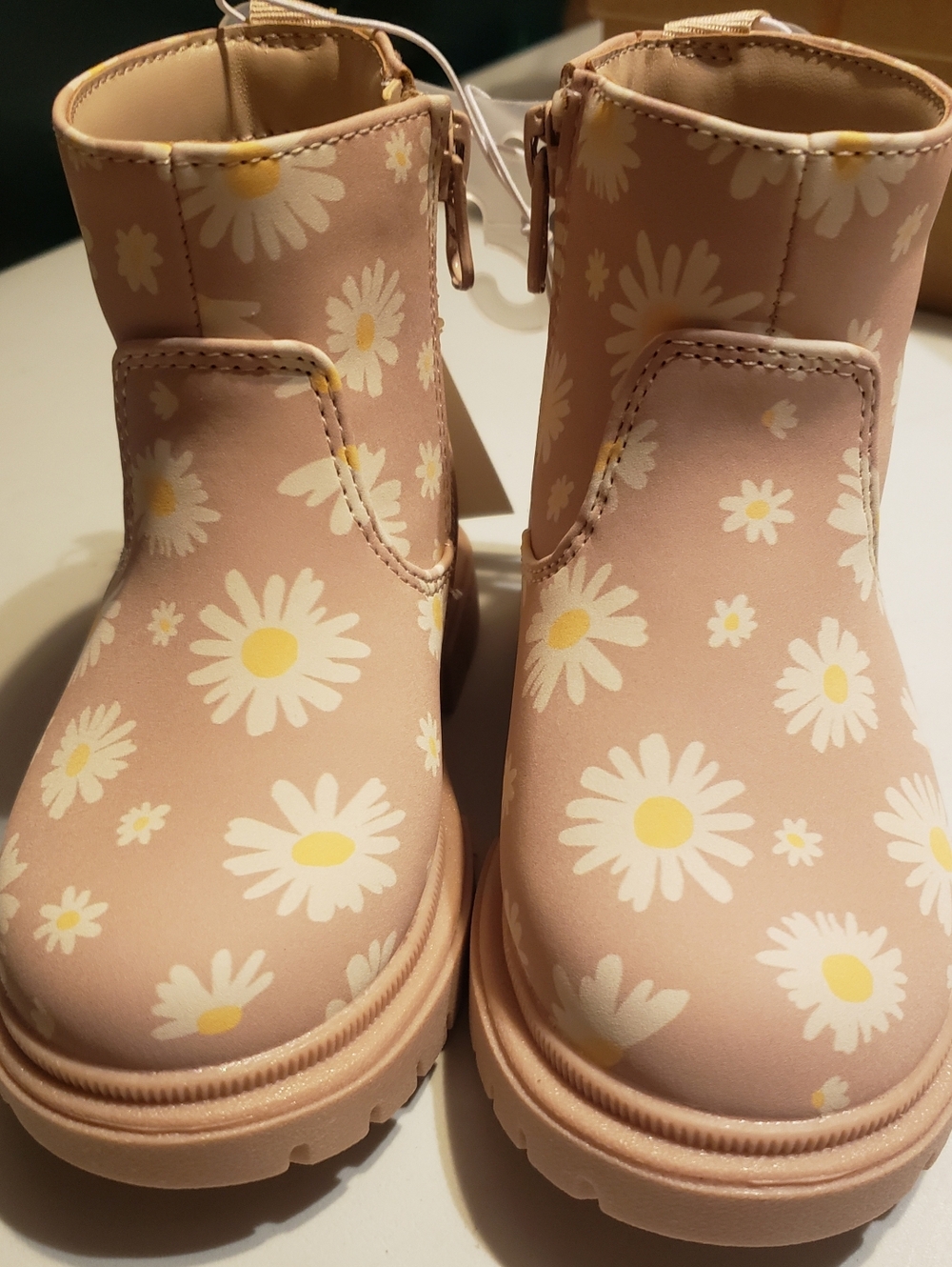 Cat & Jack Beige Daisy Ankle Boots for Girls